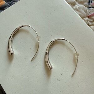 John Hardy Silver Bamboo Large J Hoop Earrings